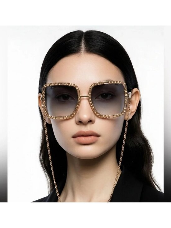 New Authentic Gucci Sunglasses Women\'s GG1033S 002 Gold Necklace Chain 57-21-215 main image 15